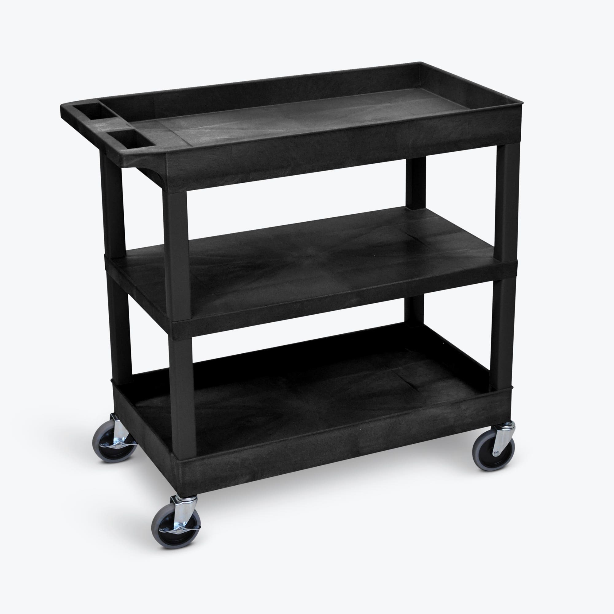 Luxor Utility Cart — 32in. x 18in., Two Tub/One Flat Shelf, 400-Lb. Capacity, Model# EC121-B